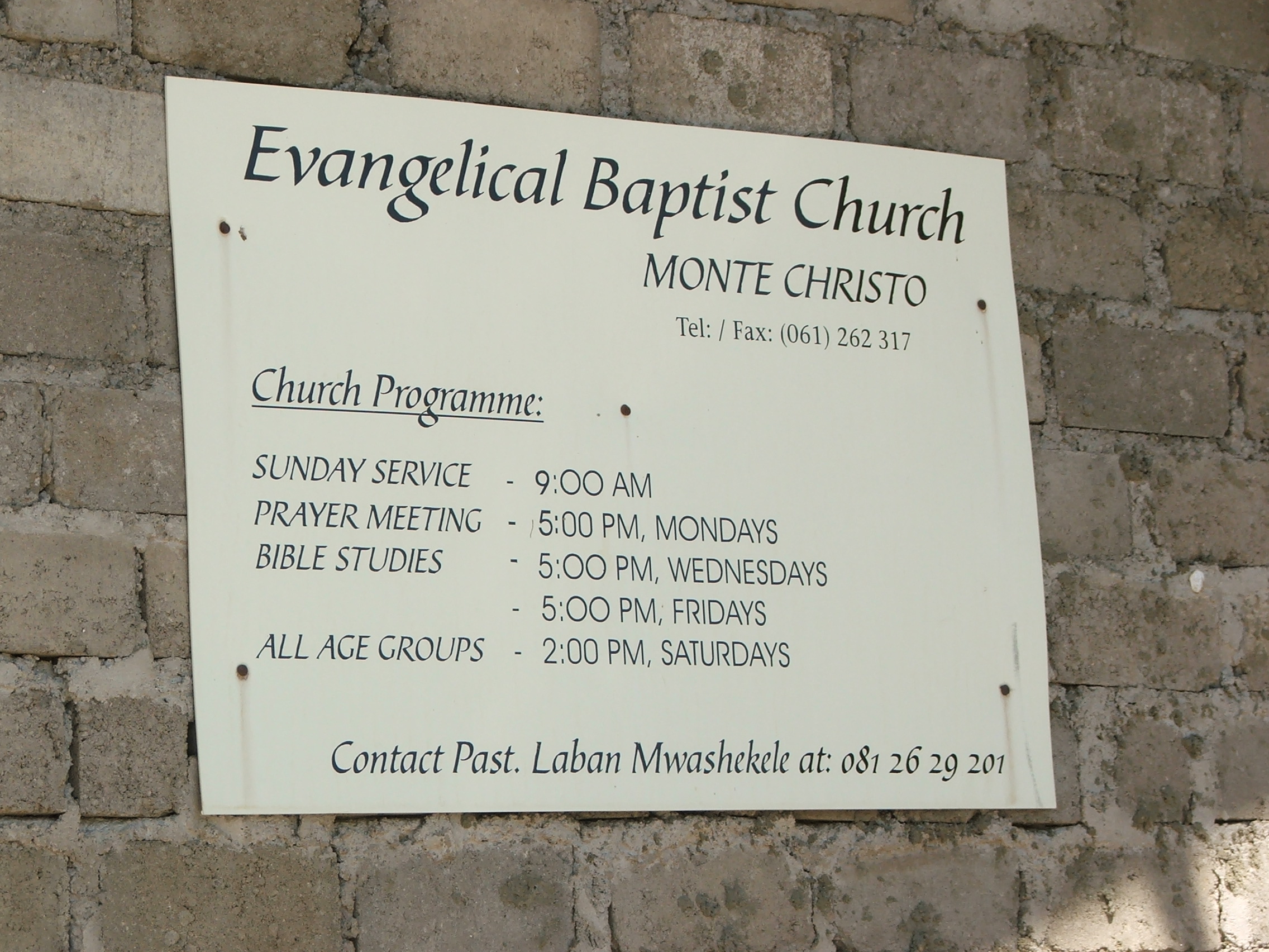 Evangelical Baptist Church (Monte Christo, Windhoek)